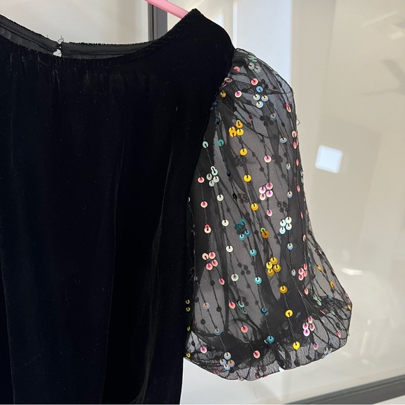 Zara Girls size 9 Sequin Puff Sleeve Velvet Bodysuit - Picture 4 of 4